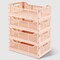 VUSIGN Medium Collapsible Storage Crates – Pink, 12.2″ x 8.2″ x 5″ Folding Plastic Bins for Home & Office Organization – 4-Pack